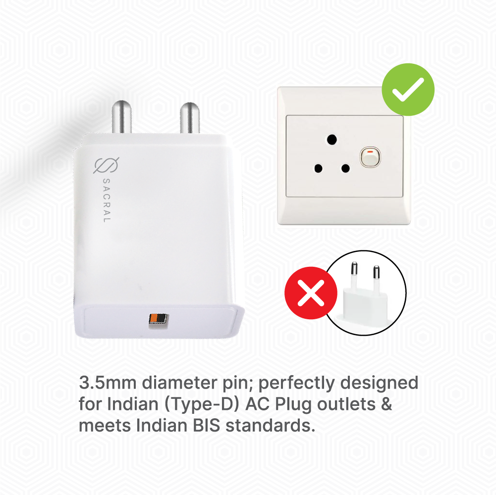 25Wp Single USB Fast Charger compatible with Quick Charge 3.0 protocol with Type - C cable.