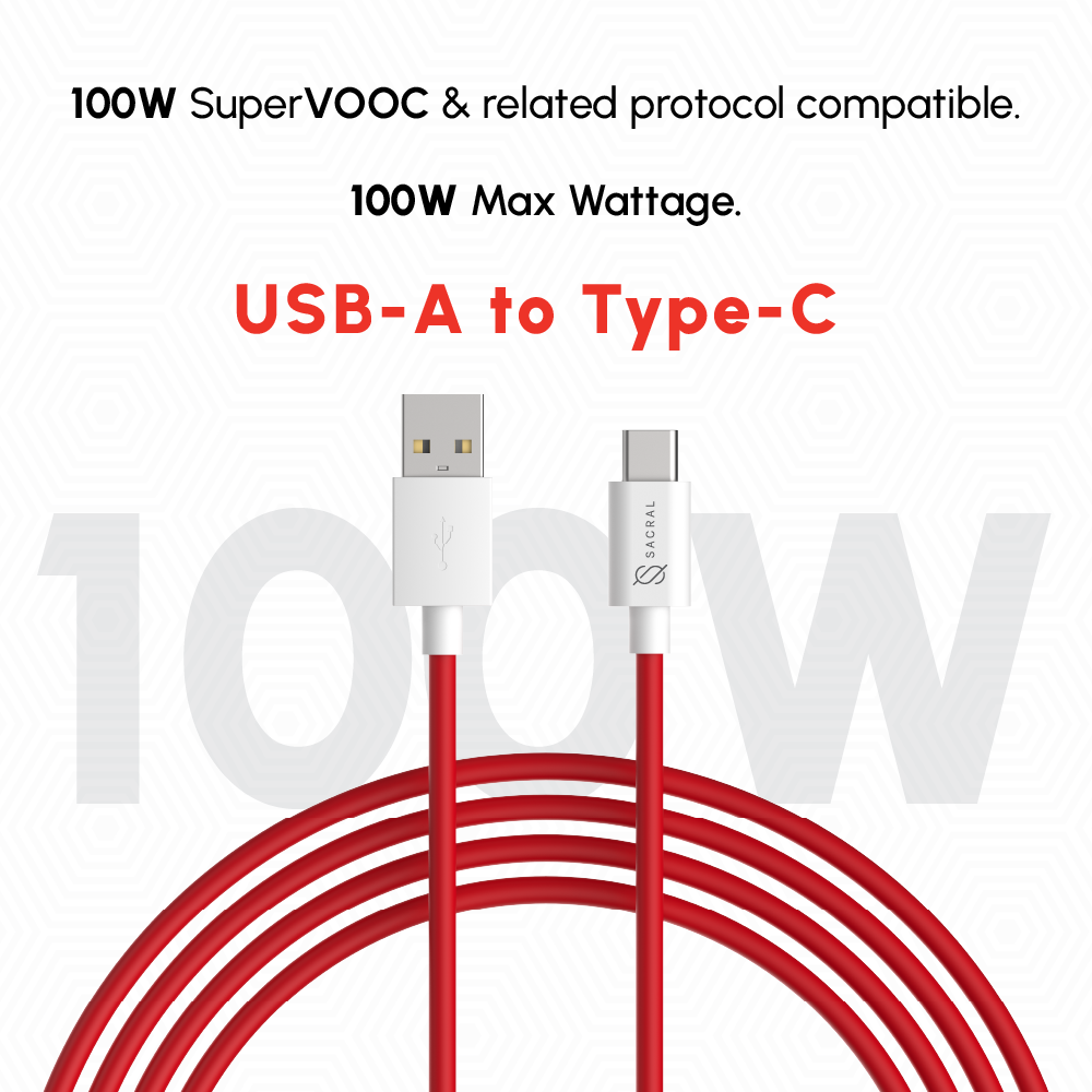 100Wp: 1-Meter type-C, fast charging cable.
