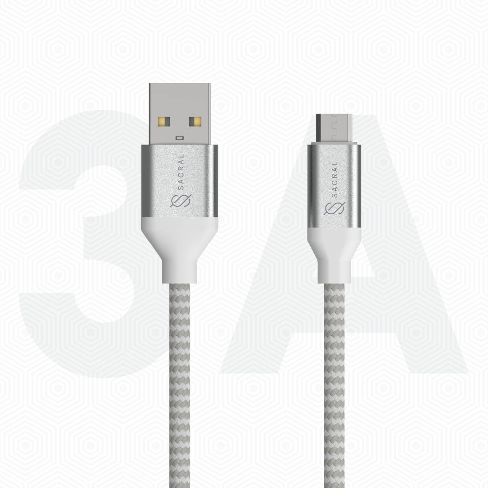 3A: 1Meter micro-USB fast charging Nylon braided cable.