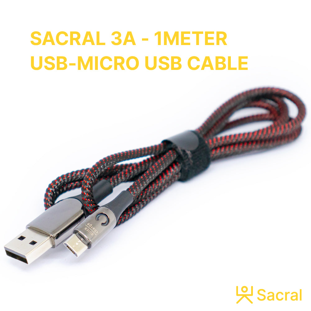 3A-33Wp: 1Meter micro-USB fast charging Nylon braided cable.