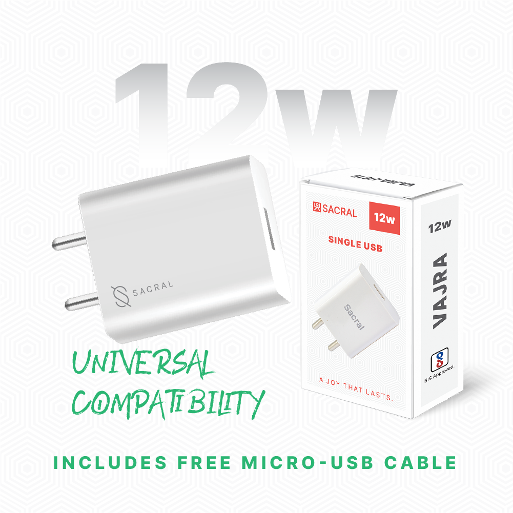 2.4A/5V Single USB-A output wall charger adapter.