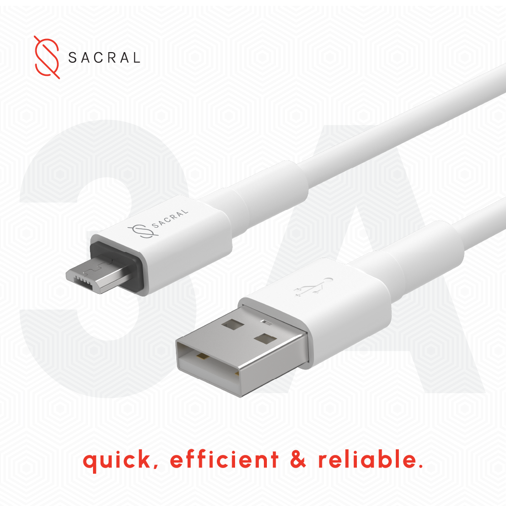 3A: 1-Meter USB-A to micro-USB, fast charging cable.