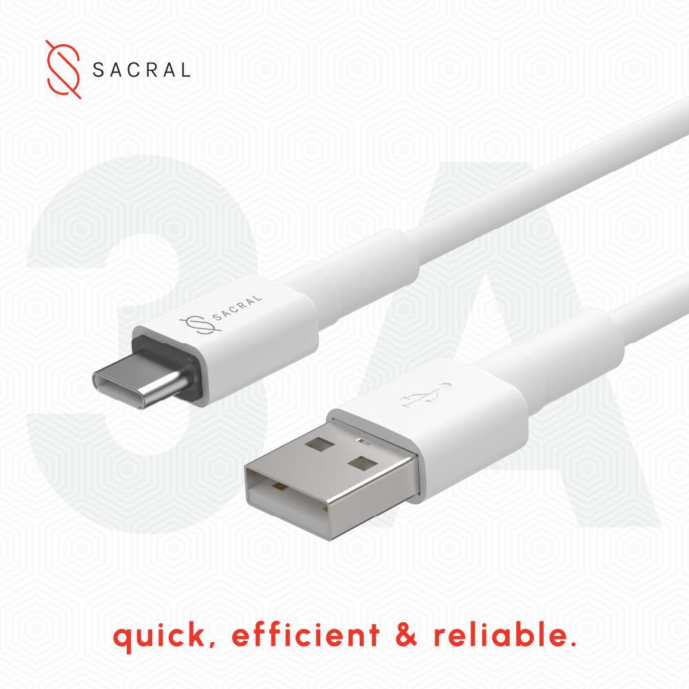 3A: 1-Meter Type-C, fast charging double jacket cable.