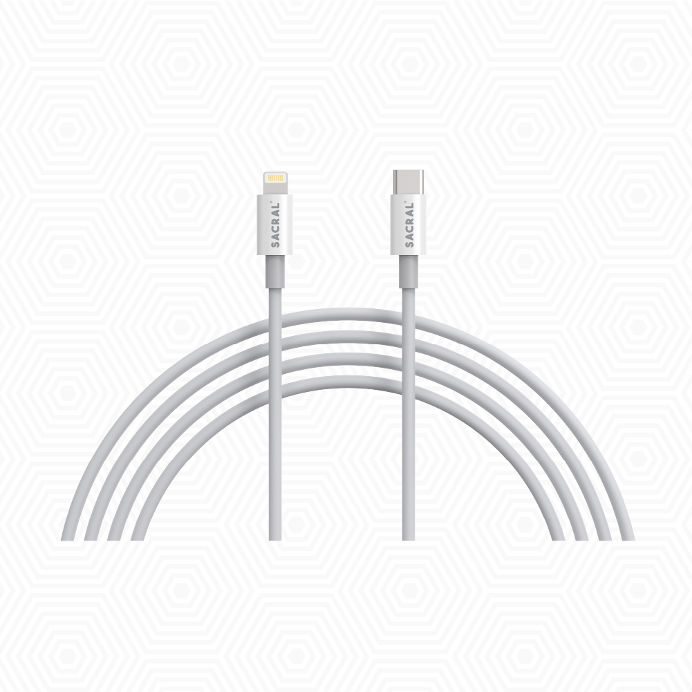 4A/60W: 1-Meter Type-C to 8-Pin/Lightning, fast charging cable.