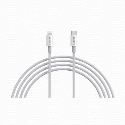 4A/60W: 1-Meter Type-C to 8-Pin/Lightning, fast charging cable.