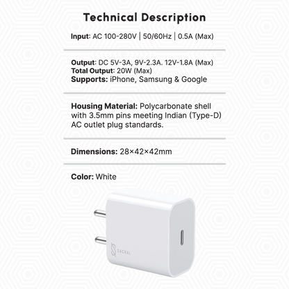 20W PD PPS Type-C output fast wall charger adapter.