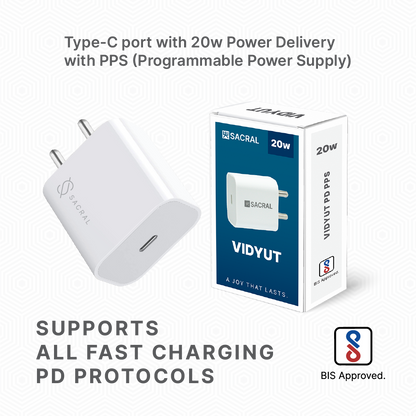 20W PD PPS Type-C output fast wall charger adapter.