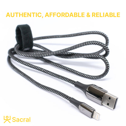 3A-33Wp: 1Meter LIGHTNING / 8PIN, fast charging Nylon braided cable.