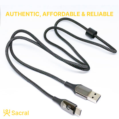 3A-33Wp: 1Meter TYPE-C fast charging Nylon braided cable.